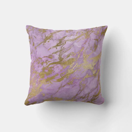 Mit Monogramm lila und goldener Marmor Kissen (Rückseite)