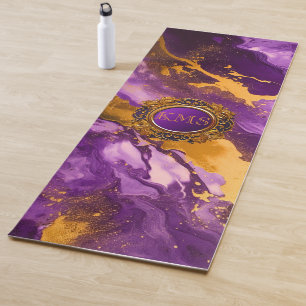 Mit Monogramm Lila und goldener Marmor Look Yoga M Yogamatte