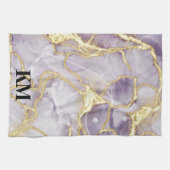 Mit Monogramm lila- und Goldfarben-Marmor Geschirrtuch (Horizontal)
