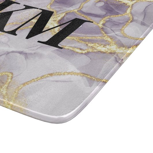 Mit Monogramm lila- und Goldfarben-Marmor Schneidebrett (Ecke)