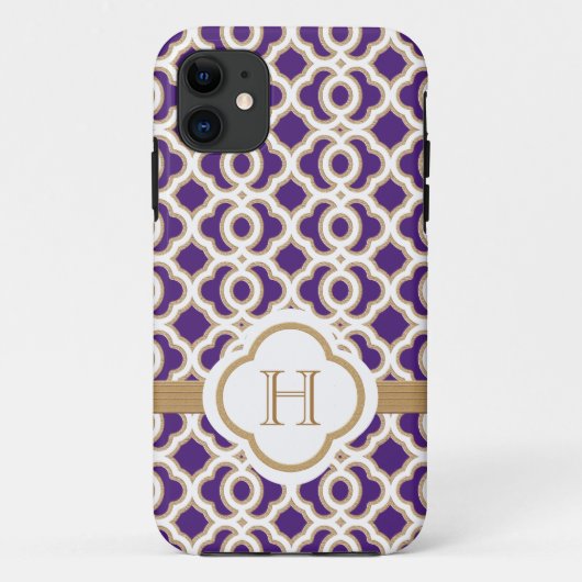 Mit Monogramm Lila und Goldmarokkaner Case-Mate iPhone Hülle (Rückseite)