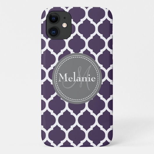 Mit Monogramm Lila und graue Folie Case-Mate iPhone Hülle (Rückseite)