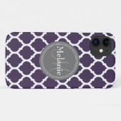 Mit Monogramm Lila und graue Folie Case-Mate iPhone Hülle (Rückseite (Horizontal))