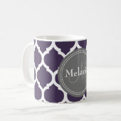Mit Monogramm Lila und graue Folie Kaffeetasse (Vorderseite Links)