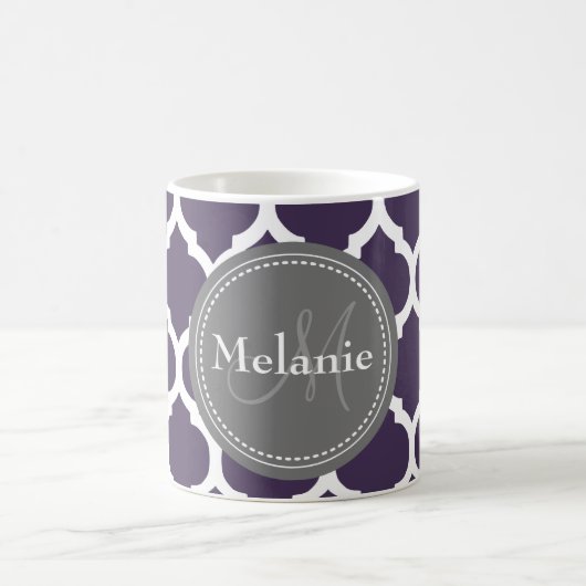 Mit Monogramm Lila und graue Folie Kaffeetasse (Mittel)