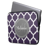 Mit Monogramm Lila und graue Folie Laptopschutzhülle (Vorderseite Links)