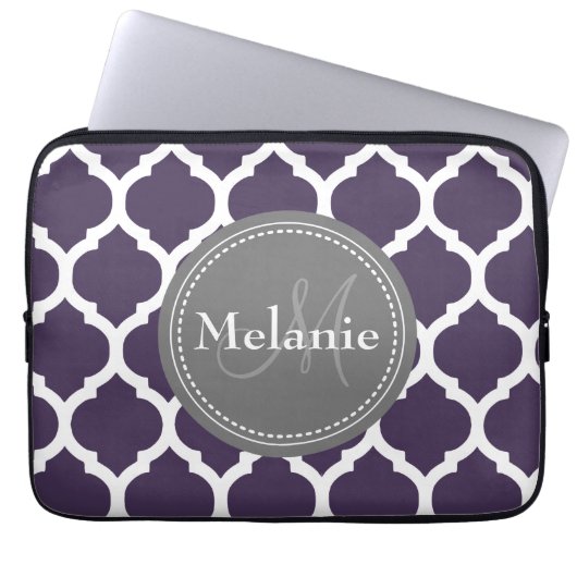 Mit Monogramm Lila und graue Folie Laptopschutzhülle (Vorderseite)