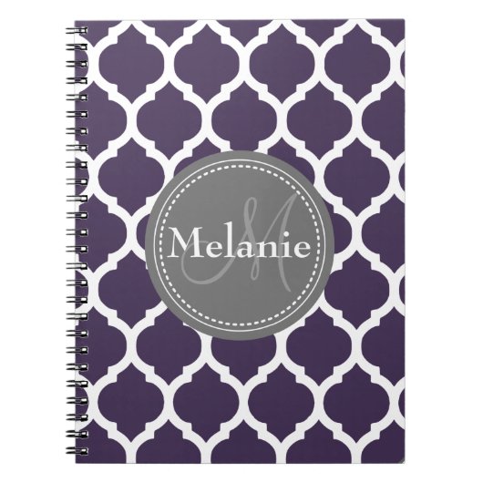 Mit Monogramm Lila und graue Folie Notizblock (Vorderseite)