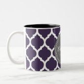 Mit Monogramm Lila und graue Folie Zweifarbige Tasse (Links)
