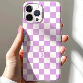Mit Monogramm Lila und weißes Prüfmuster Case-Mate iPhone Hülle