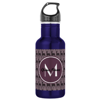 Mit Monogramm Lila Violet Hirsch Personalisiert |  Edelstahlflasche