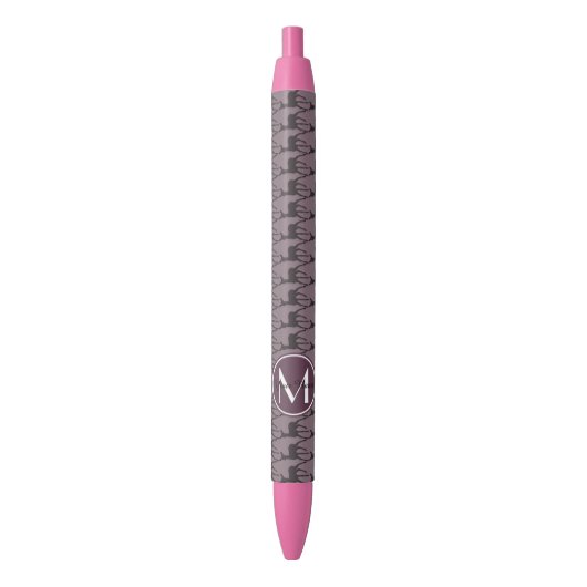 Mit Monogramm Lila Violet Hirsch Personalisiert | Kugelschreiber (Vorderseite Vertikal)