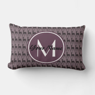 Mit Monogramm Lila Violet Hirsch Personalisiert |  Lendenkissen
