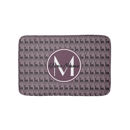 Mit Monogramm Lila Violet Hirsch Personalisiert N2 Badematte (Vorderseite)
