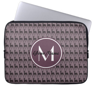 Mit Monogramm Lila Violet Hirsch Personalisiert N2 Laptopschutzhülle