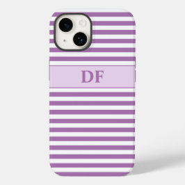 Mit Monogramm Lila/weiße Streifen Case-Mate iPhone 14 Hülle