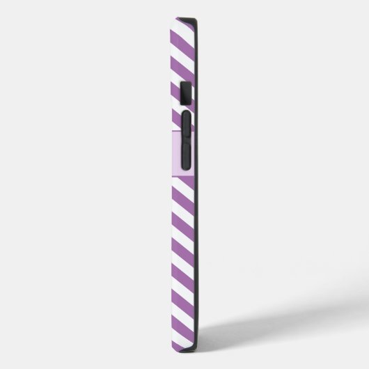 Mit Monogramm Lila/weiße Streifen Case-Mate iPhone Hülle (Rückseite / Links)