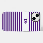 Mit Monogramm Lila/weiße Streifen Case-Mate iPhone Hülle (Rückseite (Horizontal))