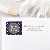 Mit Monogramm Lila White Polka Dot Muster (Insitu)