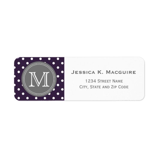 Mit Monogramm Lila White Polka Dot Muster (Vorne)