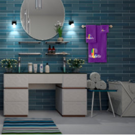 Mit Monogramm lila Zeichen C Badhandtuch Set