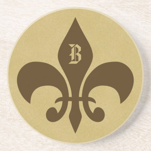 Mit Monogramm Lilie Sandstone Untersetzer - B (Vorne)