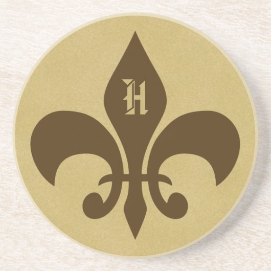 Mit Monogramm Lilie Sandstone Untersetzer - H (Vorne)