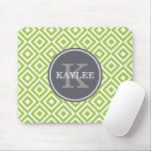 Mit Monogramm Lime Green Geometric Diamond-Muster Mousepad (Mit Mouse)