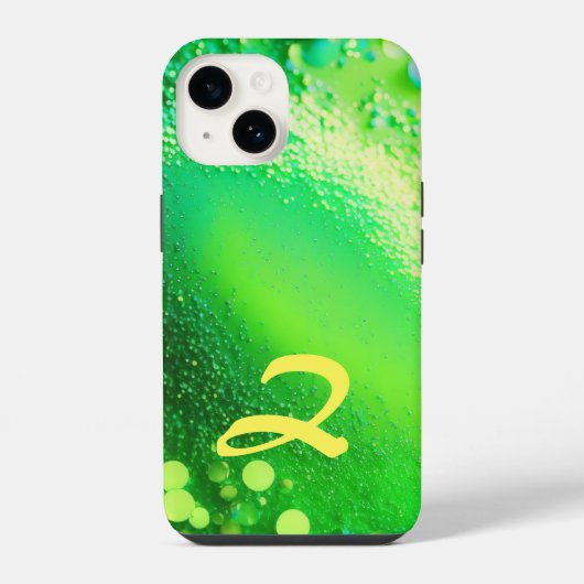 Mit Monogramm Lime Green Glitzer iPhone Hülle (Rückseite)