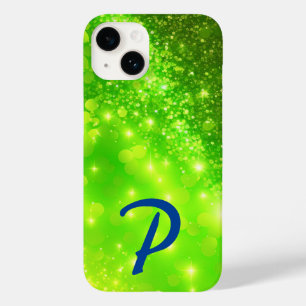 Mit Monogramm Lime Green Holographic Glitzer Case-Mate iPhone 14 Hülle