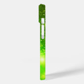 Mit Monogramm Lime Green Holographic Glitzer Case-Mate iPhone Hülle (Rückseite / Links)