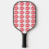 Mit Monogramm Lipstick-Küsse Pickleball Schläger (Rückseite)