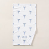 Mit Monogramm Little Bow Blue Badhandtuch Set (Handtuch)