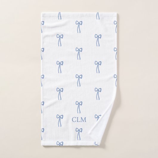 Mit Monogramm Little Bow Blue Badhandtuch Set (Handtuch)