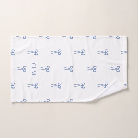 Mit Monogramm Little Bow Blue Badhandtuch Set (Handtuch)