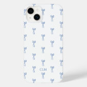 Mit Monogramm Little Bow Blue Case-Mate iPhone Hülle (Rückseite)