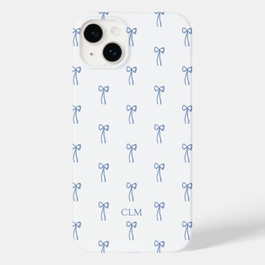 Mit Monogramm Little Bow Blue Case-Mate iPhone Hülle (Rückseite)