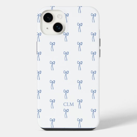 Mit Monogramm Little Bow Blue iPhone Hülle (Rückseite)