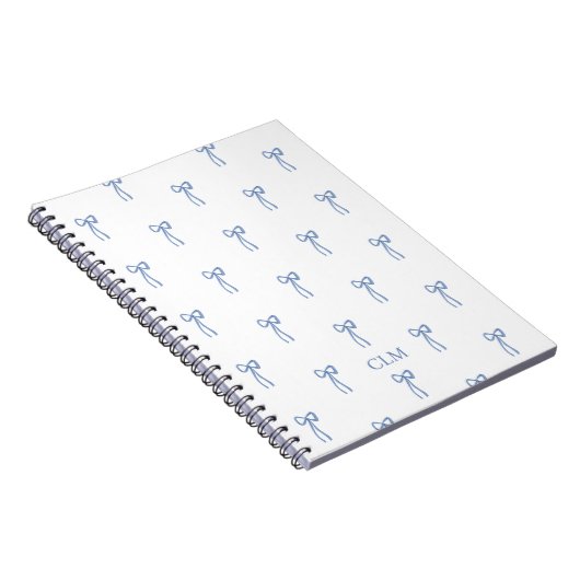 Mit Monogramm Little Bow Blue Notebook Notizblock (Rechte Seite)