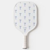 Mit Monogramm Little Bow Blue Pickleball Schläger (Rückseite)