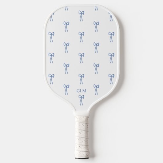 Mit Monogramm Little Bow Blue Pickleball Schläger (Vorderseite)
