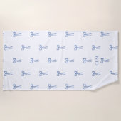 Mit Monogramm Little Bow Blue Strandtuch (Vorderseite)