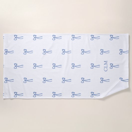 Mit Monogramm Little Bow Blue Strandtuch (Vorderseite)