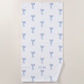 Mit Monogramm Little Bow Blue Strandtuch (Vorderseite)