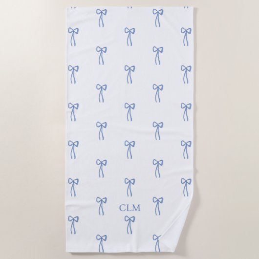 Mit Monogramm Little Bow Blue Strandtuch (Vorderseite)