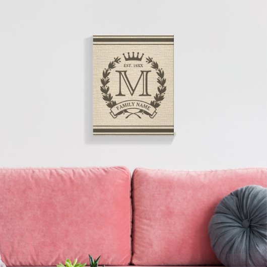 Mit Monogramm Logo-Burlap-Look-Leinwand Leinwanddruck (Insitu (Wohnzimmer))