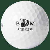 Mit Monogramm Logo für den Golfernamen Schwarz Golfball