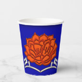 Mit Monogramm Lotus Blossom - Blau, Rot, Silber Pappbecher (Vorderseite)