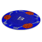 Mit Monogramm Lotus Blossom - Blau, Rot, Silber Schneidebrett (Ecke)