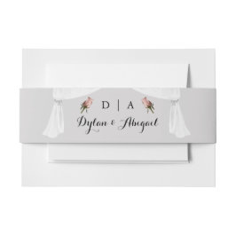 Mit Monogramm Lt. Gray mit Rose Hochzeitsband Einladungsbanderole